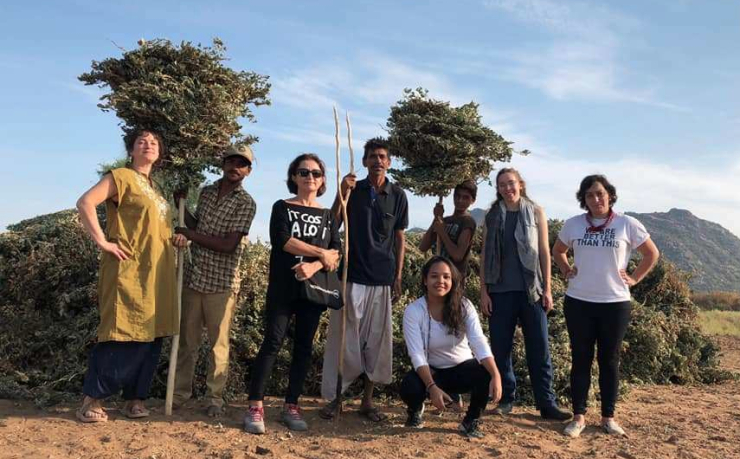 Image of artists and local hosts in Rajasthan at Farm Studio residency