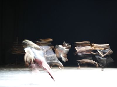 Image of blurred dancers for SWEAT international dance festival, by Wendy Chu