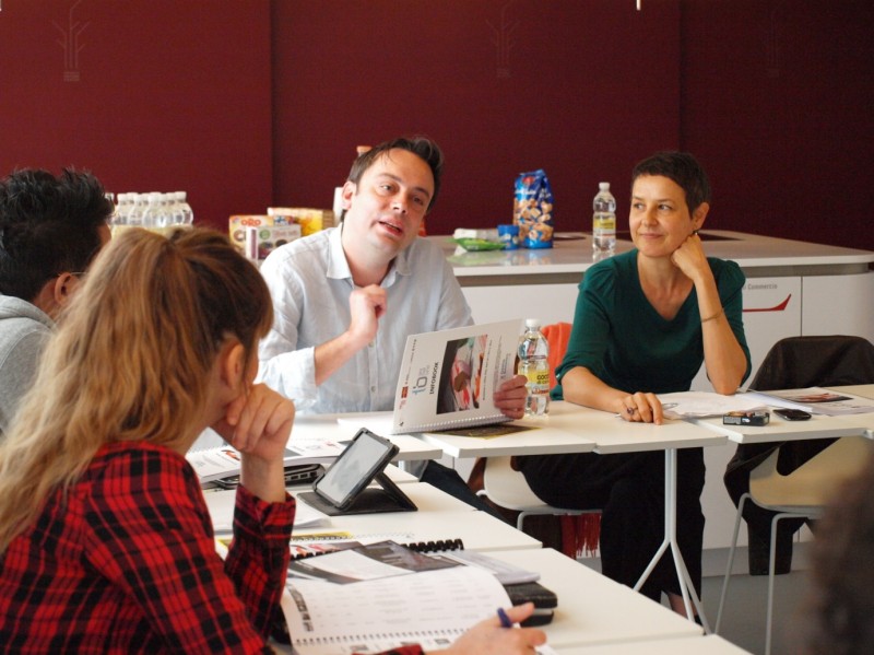 The workshops were guided by Christophe Bruncher (left), the programme’s Head of Studies and Group Leader, Élise Jalladeau.