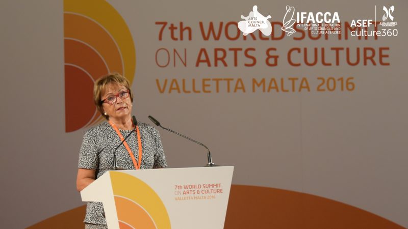 The absence of a common EU policy remains a major challenge for culture in Europe: Doris Pack, former Chair, European Parliamentary Committee on Culture and Education & keynote speaker at the Summit. Photo credit: Piero Zilio